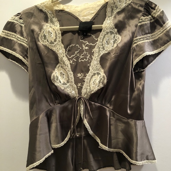 Anna Sui Tops - Vintage Anna Sui silk and lace bolareo top